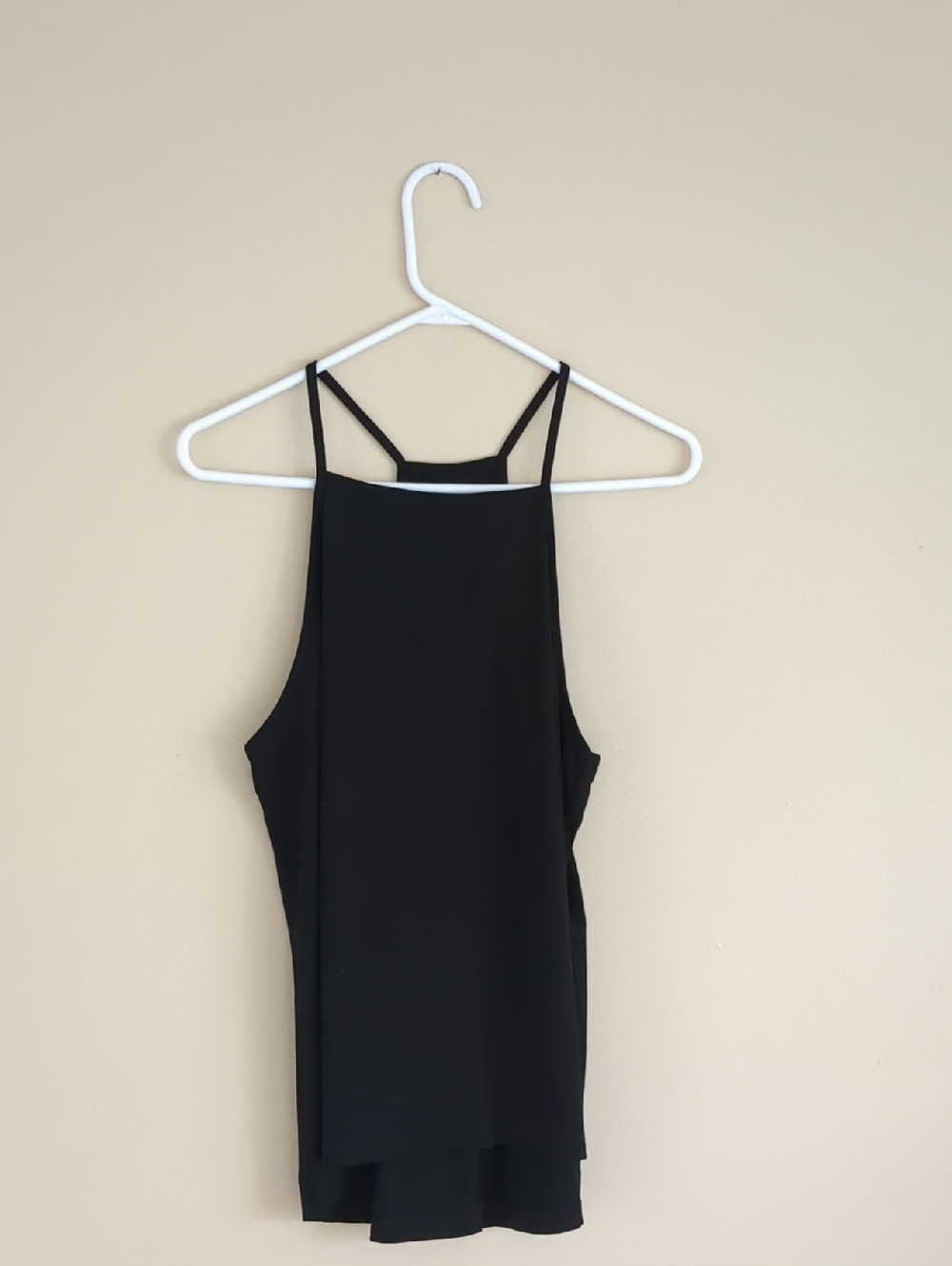 Large Apana Split Back Black Tank Top